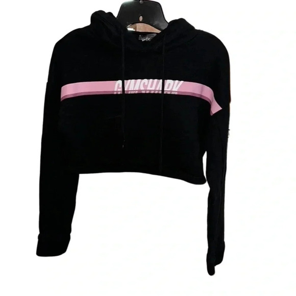 Gymshark Black Cropped Hoodie Sweatshirt Size XS - Picture 1 of 5